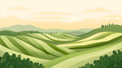 Obraz premium Serene Pastel Vineyards - Minimalistic Vector Illustration with Hand-Drawn Texture and Soft Colors