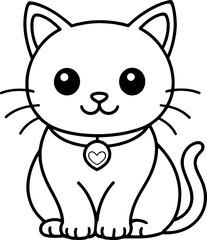 Fototapeta premium coloring book, coloring, outline, line, cartoon, animal, cute, funny, pet, drawing, character, cat, icon, illustration, art, animals, kitty, kitten, vector, black, cover book, book, paint