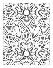 Vector coloring. Geometric floral pattern. Contour drawing on a white background. coloring page for children and adults. Mandala Coloring Pages. Seamless vector pattern. Black and white linear drawing