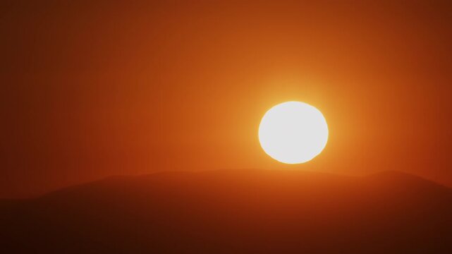 Extreme Closeup Minimalist Sunrise in a Red Sky Timelapse