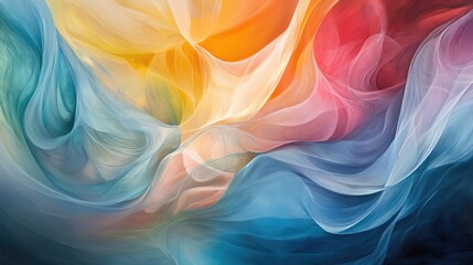 Obraz premium Abstract art featuring swirling, translucent lines and shapes to evoke the sensation of invisible currents in a fluid medium.