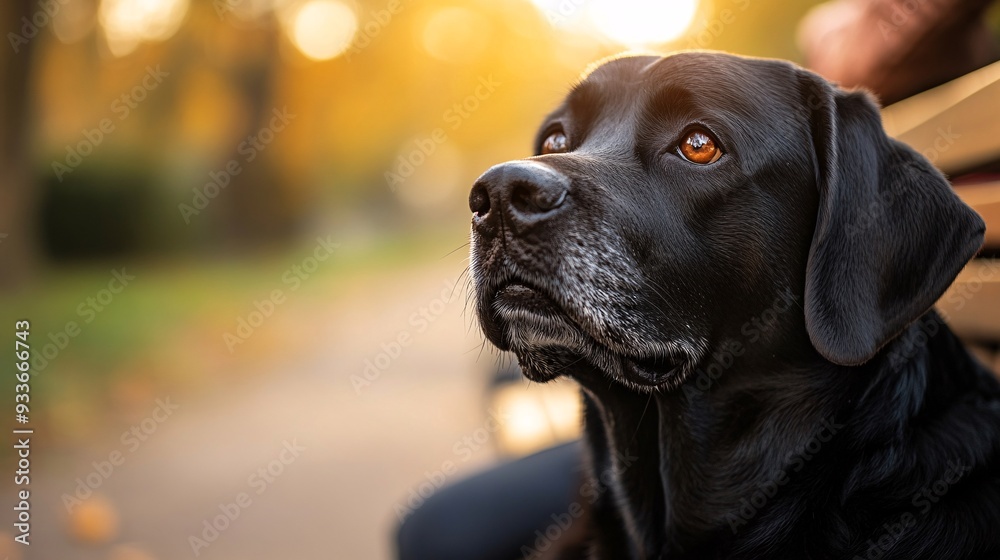 Poster a person with a disability relaxing on a bench with their dog by their side emphasizing the companio
