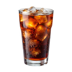 A glass of soda with ice