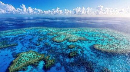 Naklejka premium Majestic Aerial View of the Stunning Great Barrier Reef in Australia