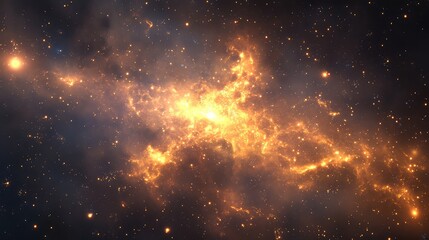 Fototapeta premium A cosmic cloud of glowing, ethereal particles with subtle traces of residue from an ancient cosmic collision or event.