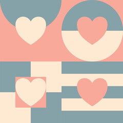 love geometric square hand drawn vector illustration seamless pattern background