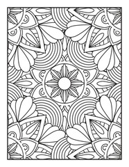 Vector coloring. Geometric floral pattern. Contour drawing on a white background. coloring page for children and adults. Mandala Coloring Pages. Seamless vector pattern. Black and white linear drawing