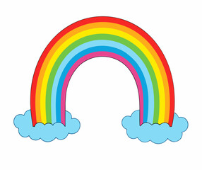 Rainbow and clouds stock illustration