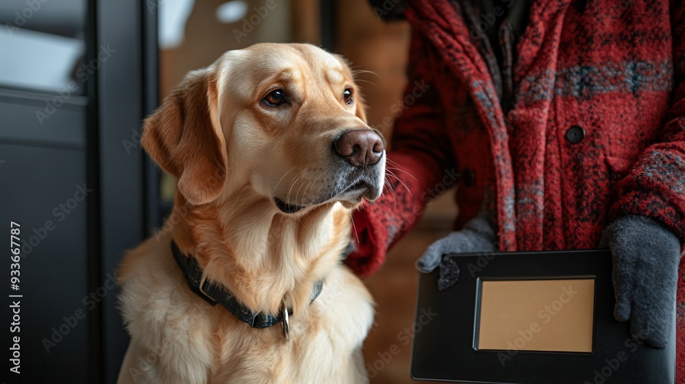 Poster a service dog assisting a person with a disability by turning on a light switch at home demonstratin