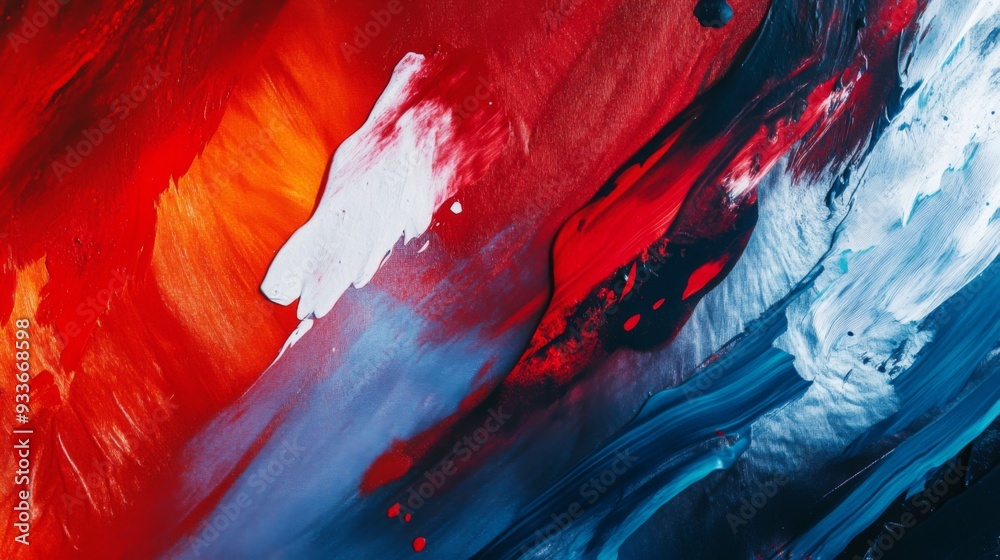 Fototapete High-resolution close-up of an abstract background with bold, contrasting colors and dynamic shapes, creating a striking and visually engaging composition.