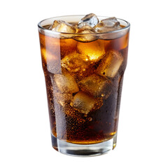 A glass of soda with ice
