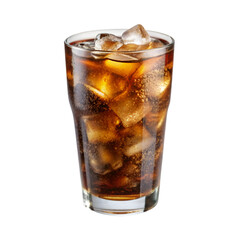 A glass of soda with ice