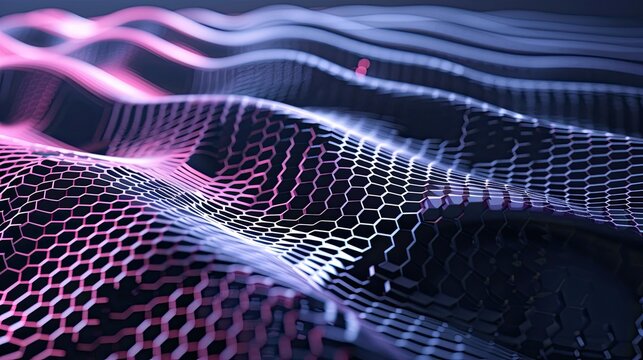 abstract wave blue hexagonal shape background