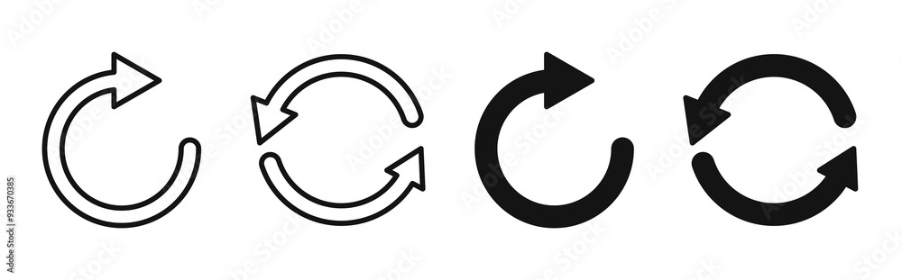 Wall mural reload vector icon set. repeat or refresh vector button. restart or reset sign. update and upgrade i
