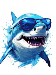 Naklejka premium the AI Image Generator, flat color vector shark