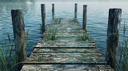 Fototapeta premium Wooden Dock Leading to the Horizon - 3D Illustration