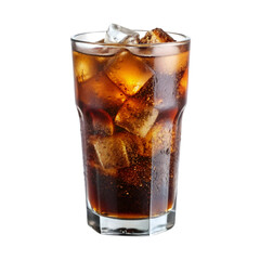 A glass of soda with ice