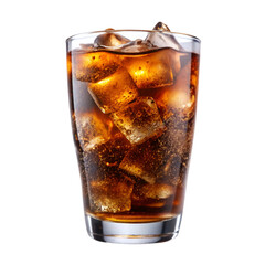 A glass of soda with ice