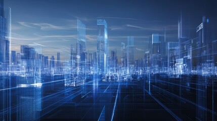 The blue signal fluctuates over the city, like the pulse of the information network, injecting vitality and vitality into the entire city, conveying the beautiful vision and infinite possibilities of 