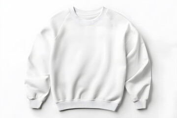 Mockup of white sweatshirt, blank pullover with a long sleeve, isolated on white background	