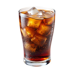A glass of soda with ice