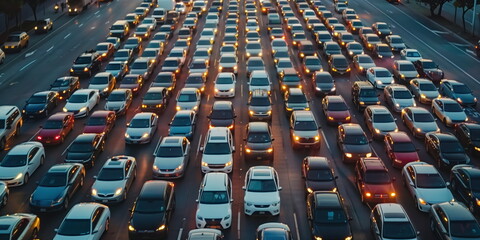 parking lot like traffic jam on highway.