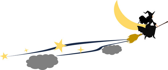 魔女のイラスト(ハロウィーン)シルエット
