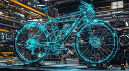 A photorealistic bicycle depicted in an aircraft facto