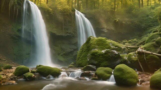 Waterfall in the forest viewing from home.