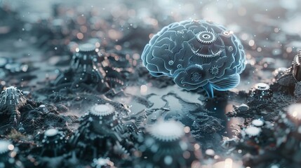 Advanced Technology Concept Abstract AI Brain And Complex Network, A 3D Rendered Illustration.