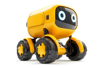 Fototapeta premium 3D Small cute robot for delivery isolated on white background. The future of automated delivery 