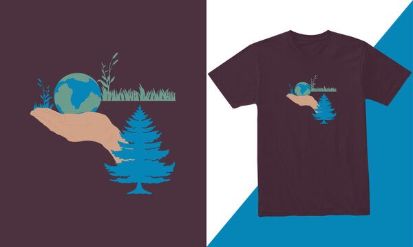 World environment day. Save Tree Save Earth T Shirt. world tree Stock Vector