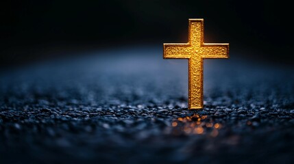 Wooden Cross Stands Grass Fieldcopy