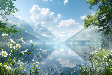 Get well soon card with a calming nature scene a blank space at the bottom for a message