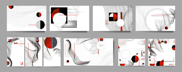 Poster design Japanese style templates set invitations white background to beauty texture from lines abstract background for book cover brochure texture
