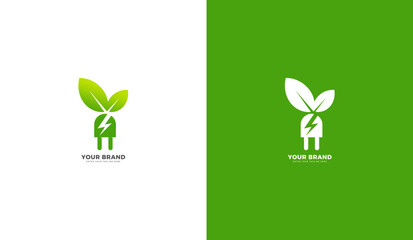 Bio energy electricity logo, green energy icon. Vector design illustration