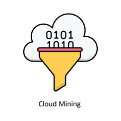 Cloud Mining  vector filled outline Icon Design illustration. Smart Home and Technology Symbol on White background EPS 10 File