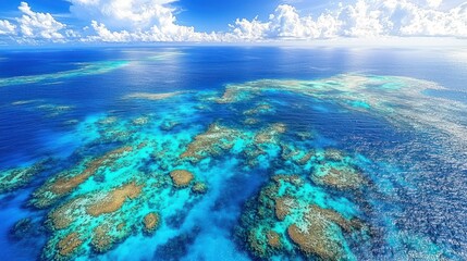 Obraz premium Majestic Aerial View of Great Barrier Reef, Australia - Pristine Coral Reefs and Turquoise Waters