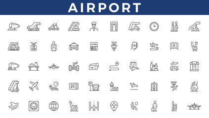 Airport related icons set. Plane icon set. Airplane icon vector. Flight transport symbol illustration