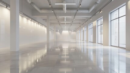 Empty showroom floor with potential for product display and customer interaction. 