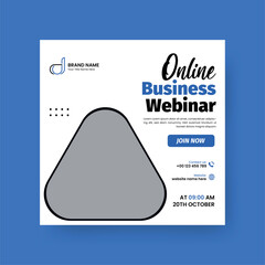 Business Conference live webinar banner invitation social media post template. Business webinar invitation design. Abstract Advertisement Square Web Post for Company Promotion.