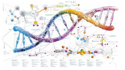 Detailed diagram of the DNA double helix with annotations explaining the role of each component,