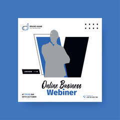 Business Conference live webinar banner invitation social media post template. Business webinar invitation design. Abstract Advertisement Square Web Post for Company Promotion.