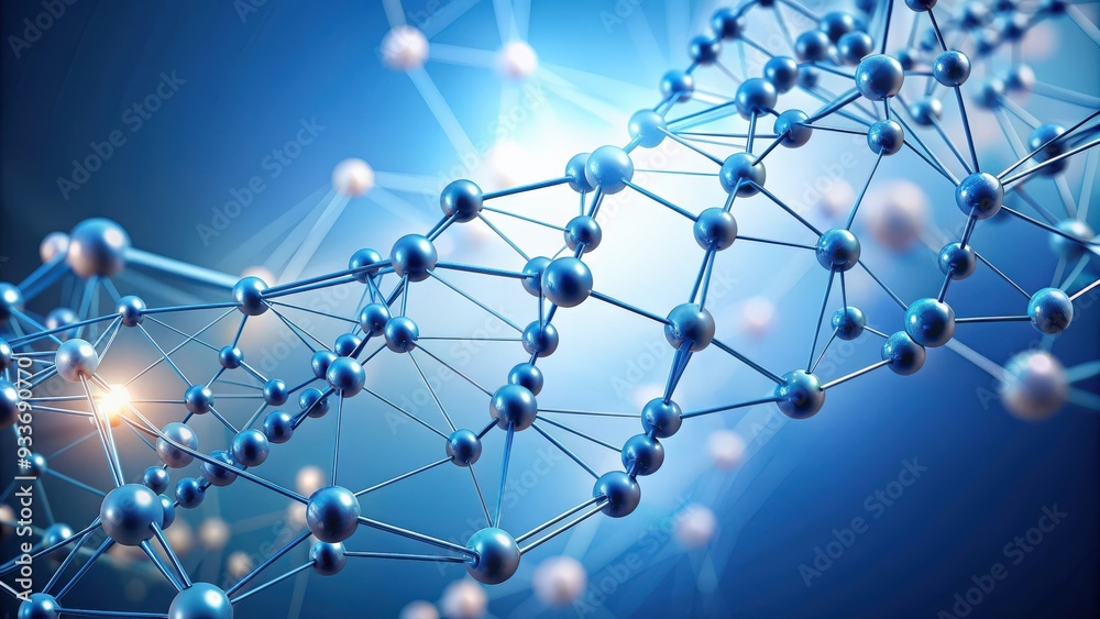 Poster abstract network concept of dna molecule with interconnected nodes and lines, technology, biology, g