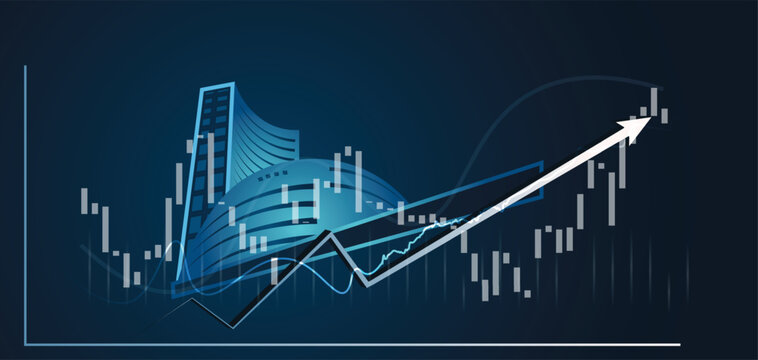 Bse Building bombay stock exchange Indian share market graph up bullish vector poster