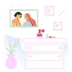 Room with family portrait