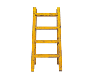 A sturdy yellow ladder standing upright, ideal for construction, home improvement, or DIY projects.