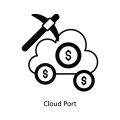 Cloud Port vector solid Icon Design illustration. Smart Home and Technology Symbol on White background EPS 10 File