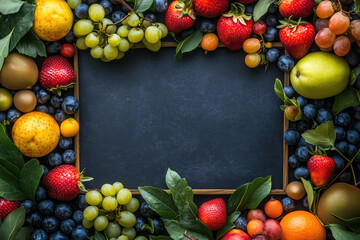 Colorful Fruits Frame Background - Space for Text