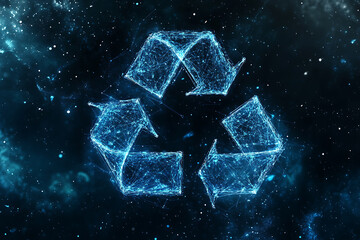 Obraz premium An abstract digital background featuring the recycle icon, symbolizing environmental consciousness and sustainability
